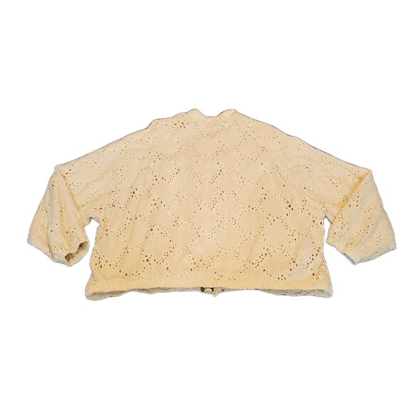 Free People Womens Cream Cotton Daisy Jane Long Sleeve Bomber Jacket Size Medium - Picture 7 of 13